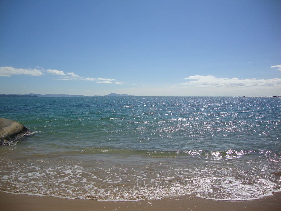 Sand, Horizon, Holidays, mar, sky, sea, beach, horizon over water HD wallpaper