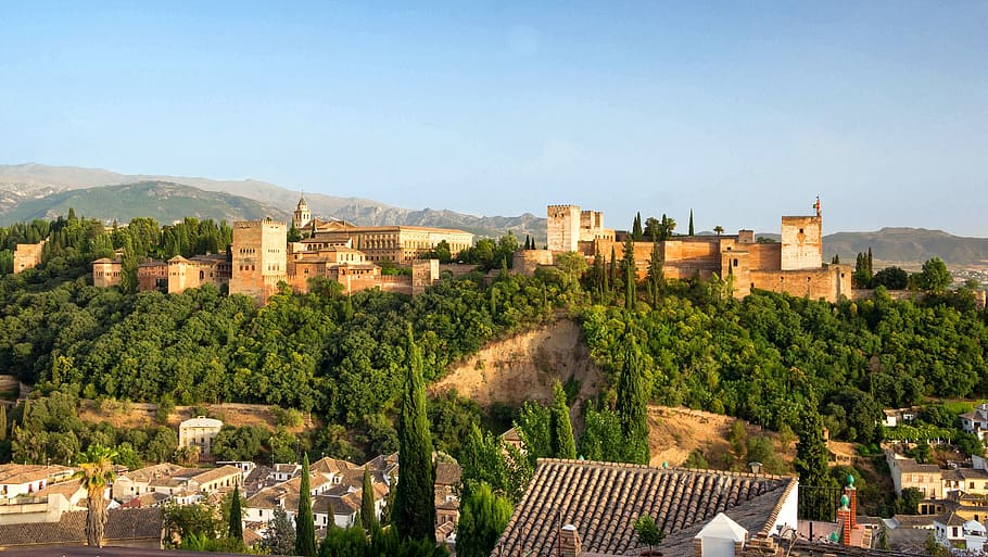 high angle photography of village, granada, spain, buildings