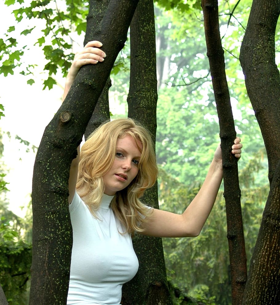 Forest, Girl, Tree, View, women, nature, outdoors, people, one Person HD wallpaper