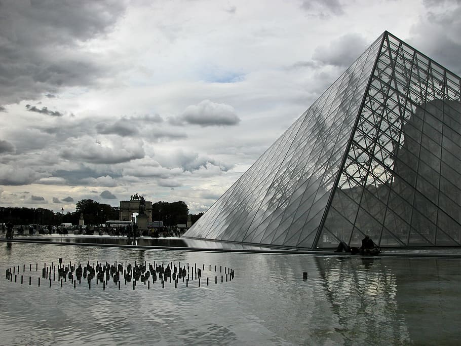 paris, louvre, pyramid, architecture, atmosphere, france, museum HD wallpaper