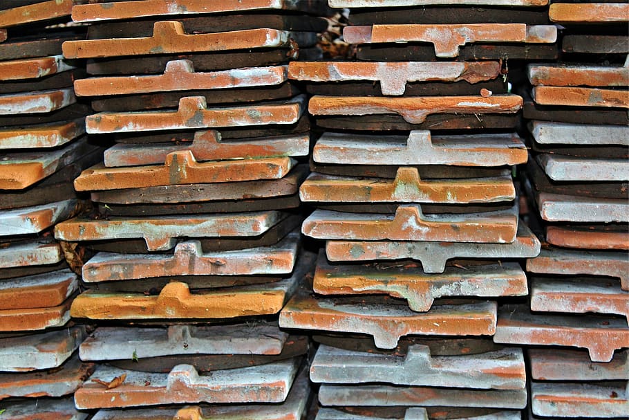 Roofing, Stack, Slabs, Tile, full frame, backgrounds, large group of objects HD wallpaper