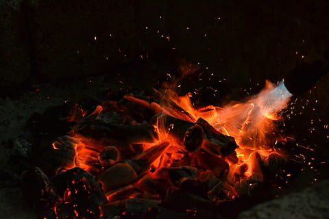 fire, flame, embers, heat, flames, hot, bonfire, campfire, burn HD wallpaper