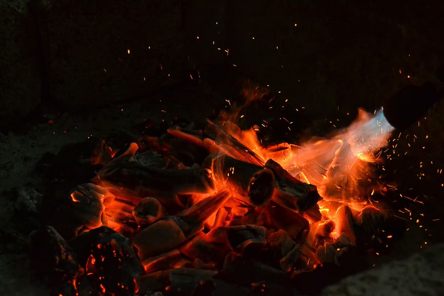 fire, flame, embers, heat, flames, hot, bonfire, campfire, burn HD wallpaper