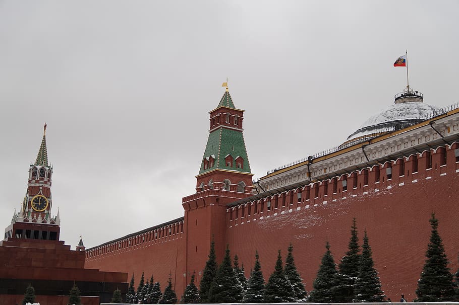 the kremlin, moscow, chime, wall, russia, red square, flag of russia, HD wallpaper