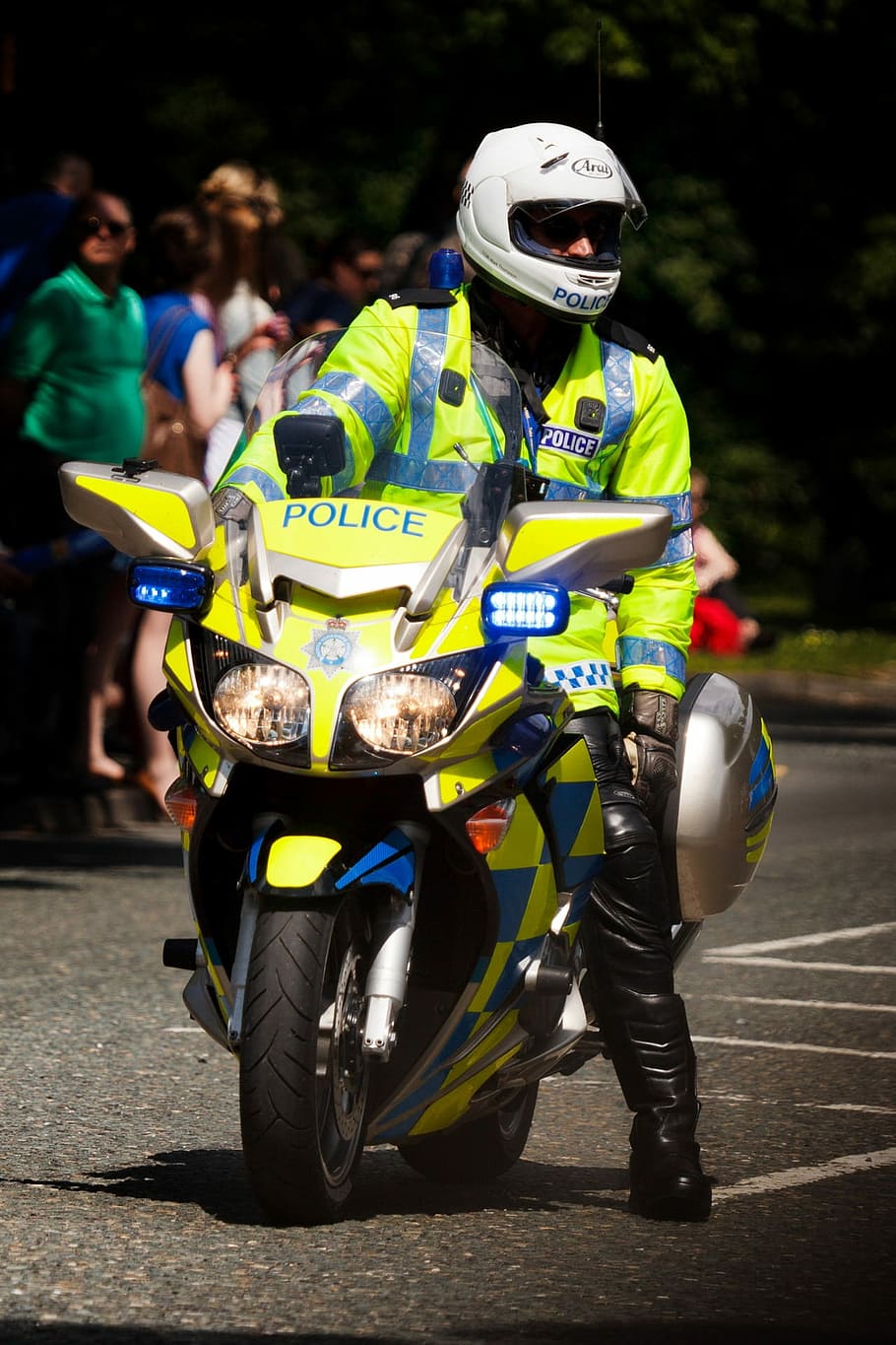 police riding on police motorbike, British, Cop, Enforcement