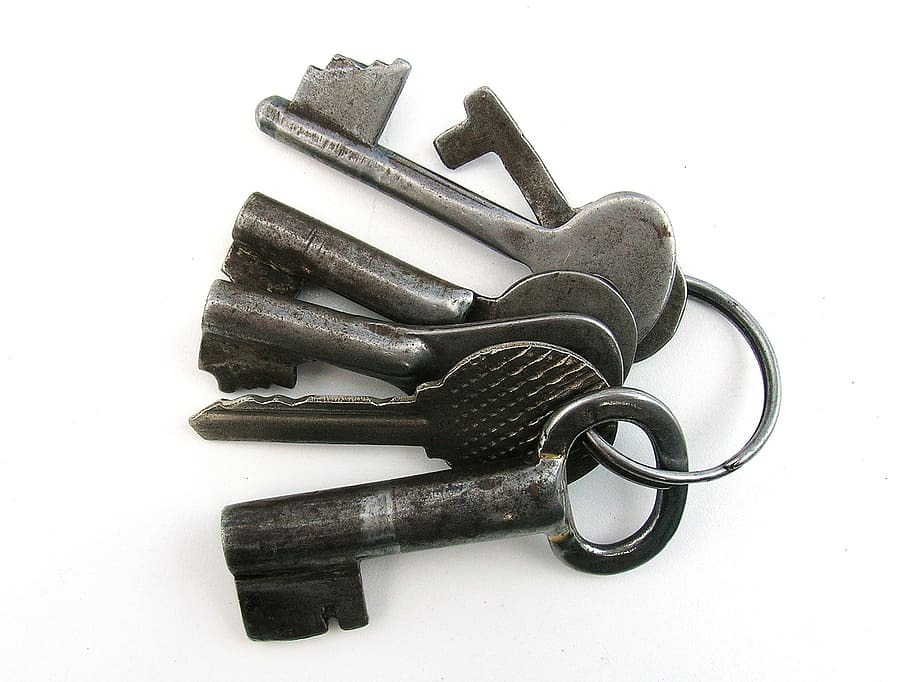 gray metal key lot, keys, castle, open, close, ban, studio shot HD wallpaper