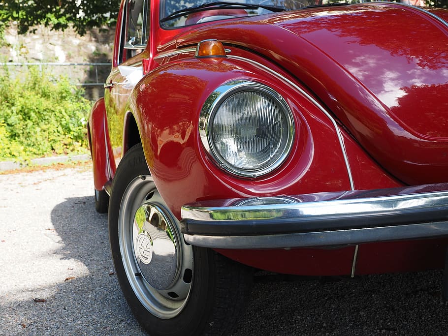 vw beetle, auto, lights, spotlight, blinker, bumper, wheel, HD wallpaper