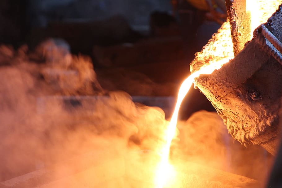 close-up of metal foundry, casting, fire, colombia, coffee belt