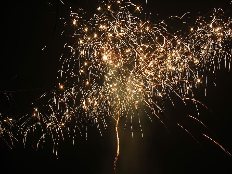 Rocket, Crackle, Effects, Fireworks, crackle effects, midnight, HD wallpaper