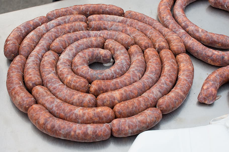 Sausage, Meat Sausage, food, pork, close-up, spiral, no people HD wallpaper