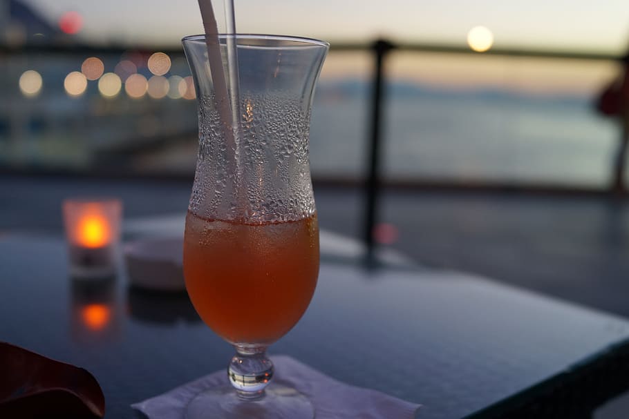 Sunset, Stylish, summer drink, alcohol, cocktail, drinking Glass HD wallpaper
