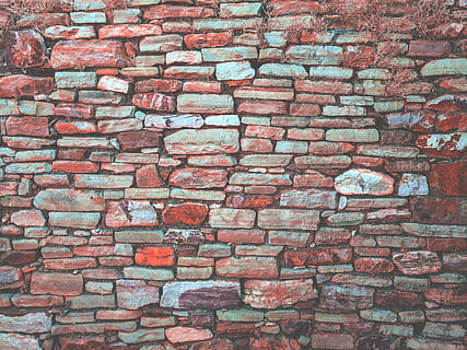 red pavement bricked wall, brown and gray brick wall, texture HD wallpaper