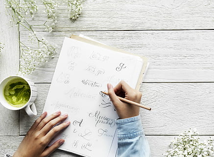 person writing on paper, writer, work, text, one person, hand HD wallpaper