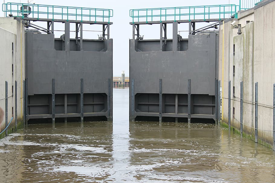 locks, water, ferry, ship, sea, port, shipping, norddeich, ferry terminal HD wallpaper