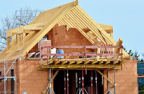 brown and orange unfinished house, house construction, site HD wallpaper