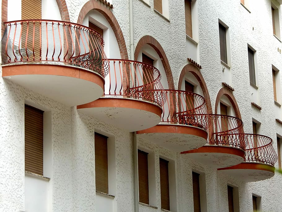 Balcony, Grid, Railing, Facade, architecture, home, mediterranean, HD wallpaper