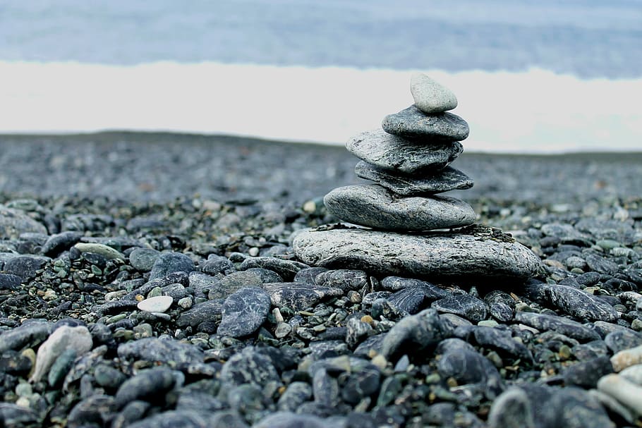Corsica, Cairn, Beach, pebble, no people, water, outdoors, rock - object HD wallpaper