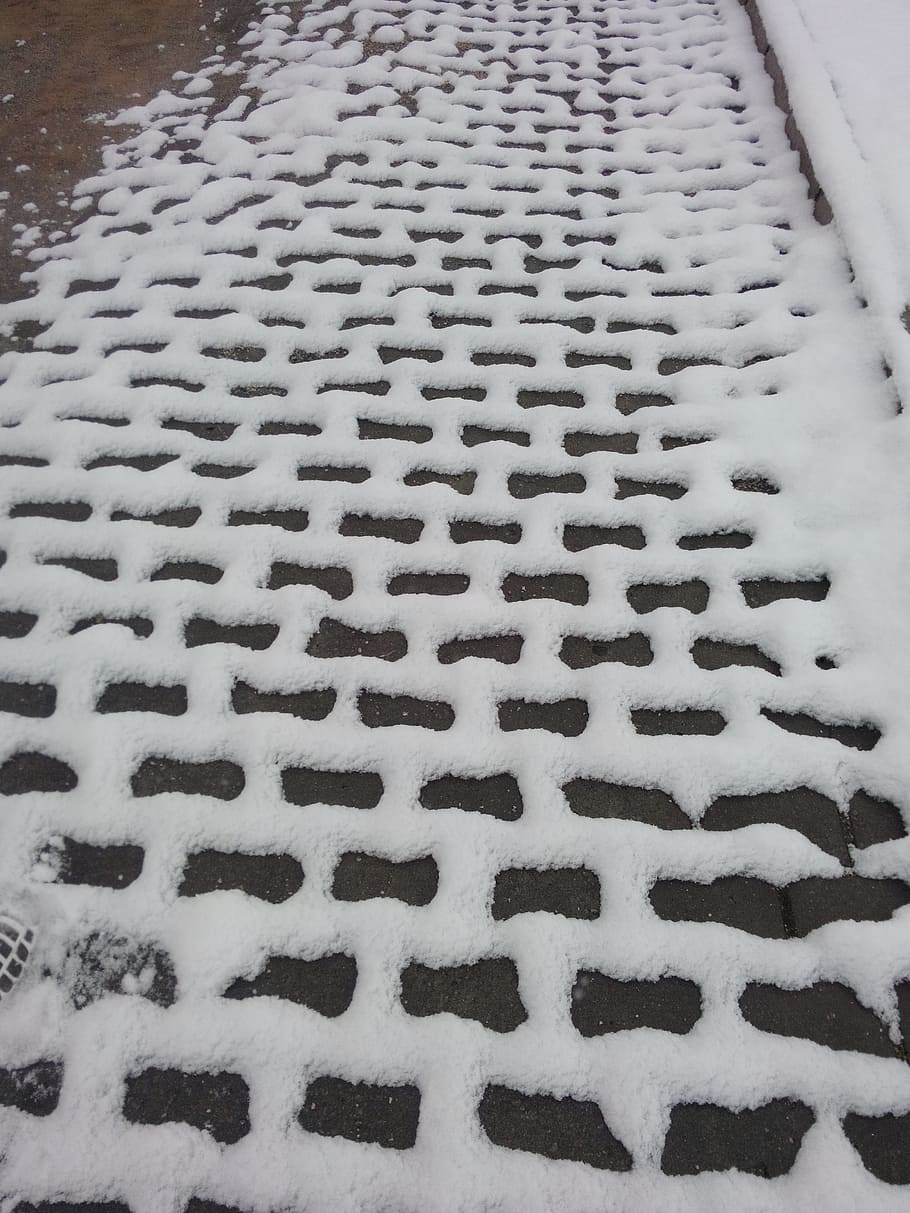 snow, sidewalk, stone, pattern, cold temperature, winter, no people HD wallpaper