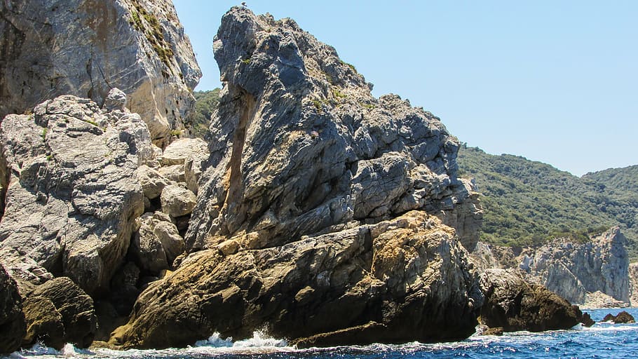 greece, skiathos, rock, cliffs, sea, island, nature, wild, landscape HD wallpaper