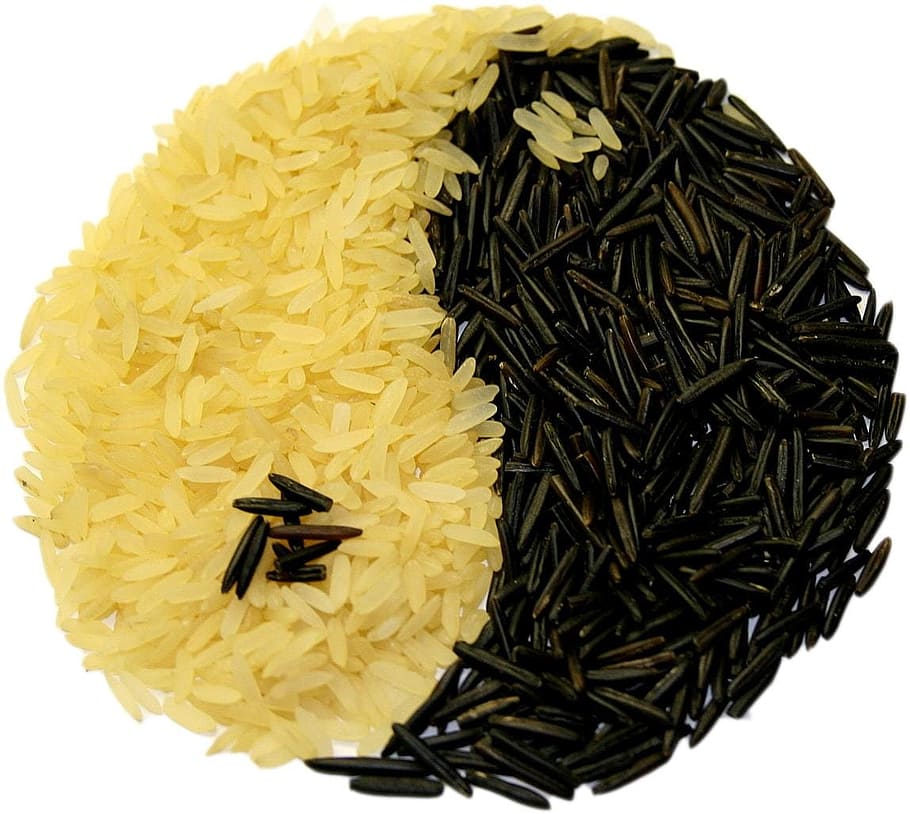 rice grains in yin-yang form art, Yin And Yang, Eat, Food, Edible, HD wallpaper