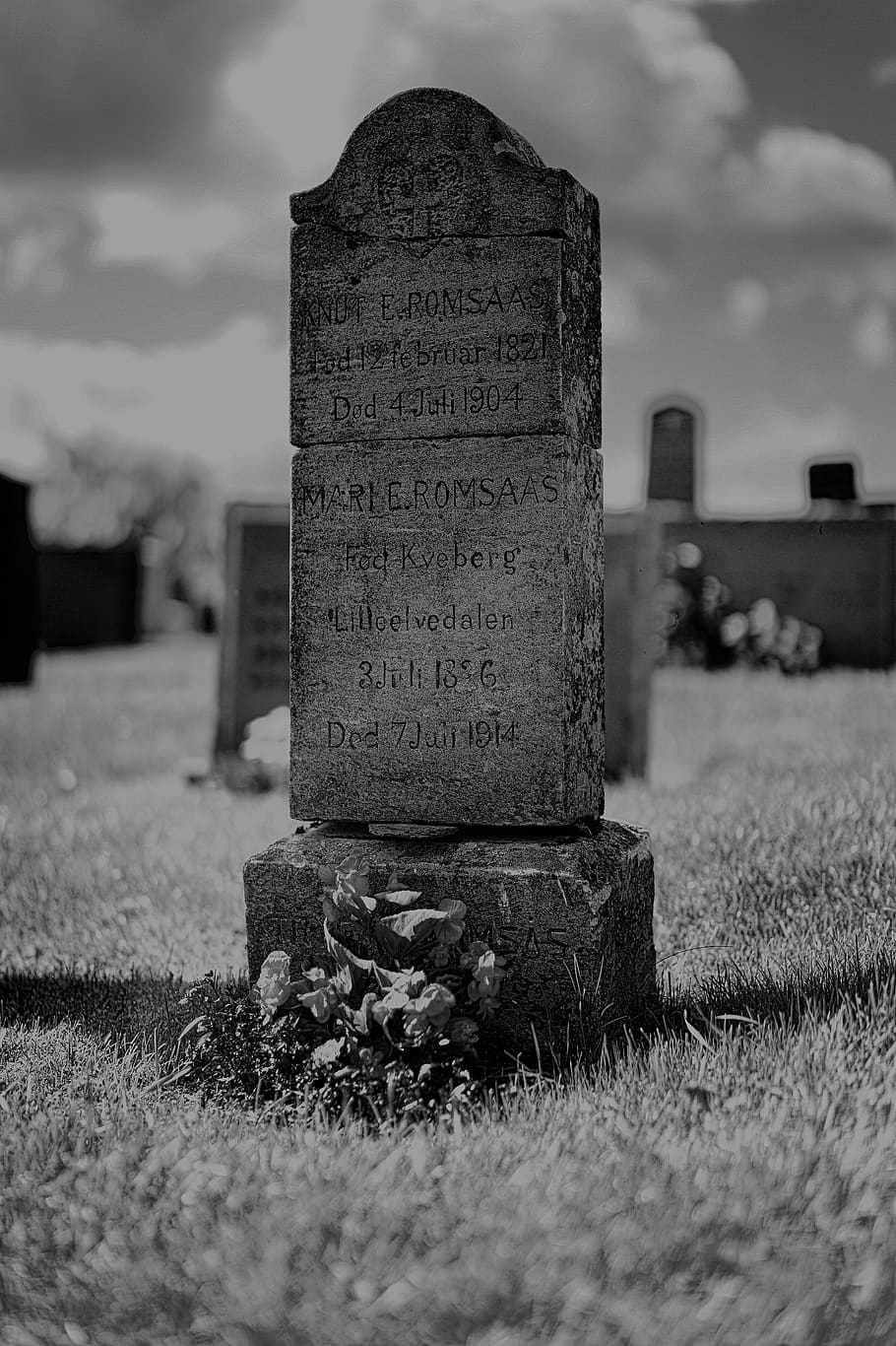 cemetery, grave, tombstone, black and white photography, old