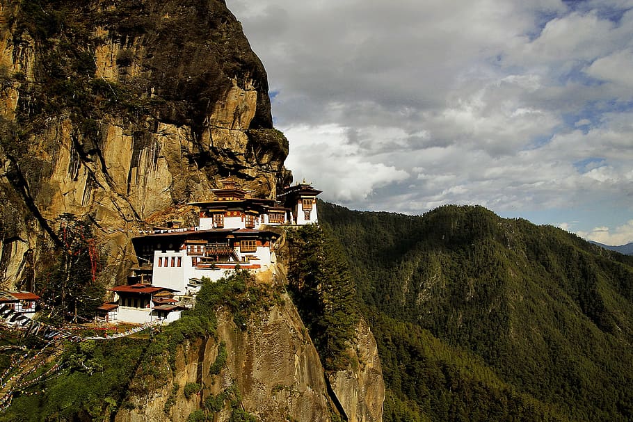 photography of landmark on mountain, the tiger's nest, monastery, HD wallpaper