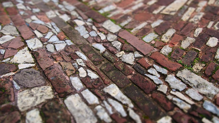 pierre, red, soil, roadway, pavement, mosaic, backgrounds, full frame HD wallpaper