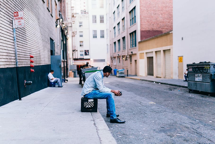 1824x2736px | free download | HD wallpaper: man sitting on crate, man ...