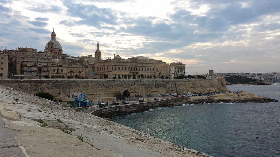 mortar, glen, sky, clouds, architecture, sea, famous Place HD wallpaper