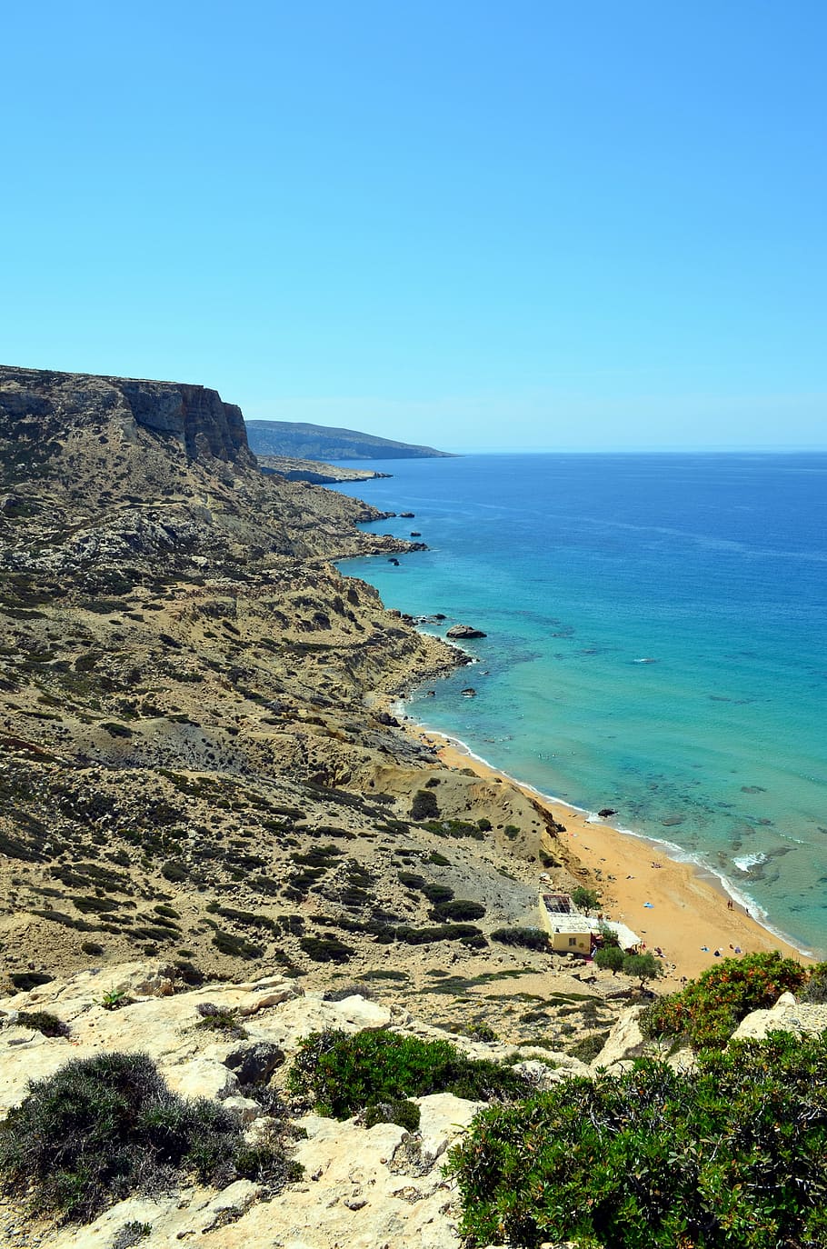 matala, greece, red beach, crete, idyllic, greek island, booked, HD wallpaper
