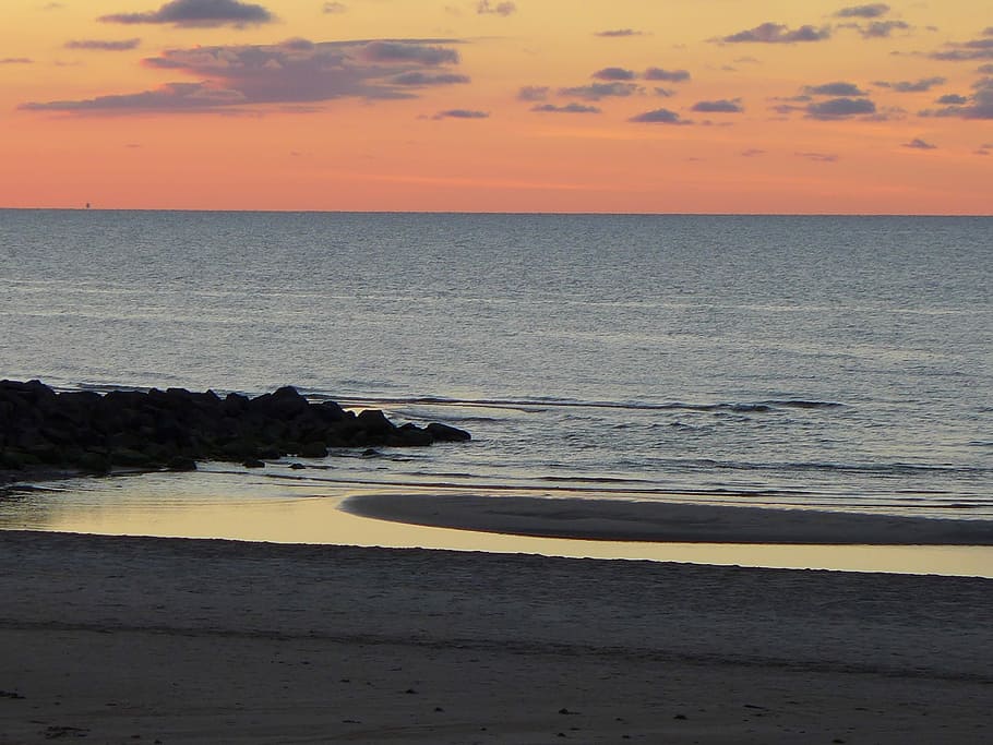 Beach, Denmark, Sand, Ocean, Relaxation, sunset, calm, horizon HD wallpaper