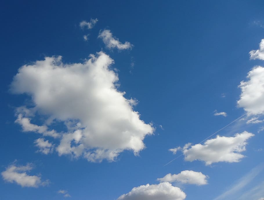 white clouds, sky, blue, weather, cloudscape, cumulus, fluffy HD wallpaper