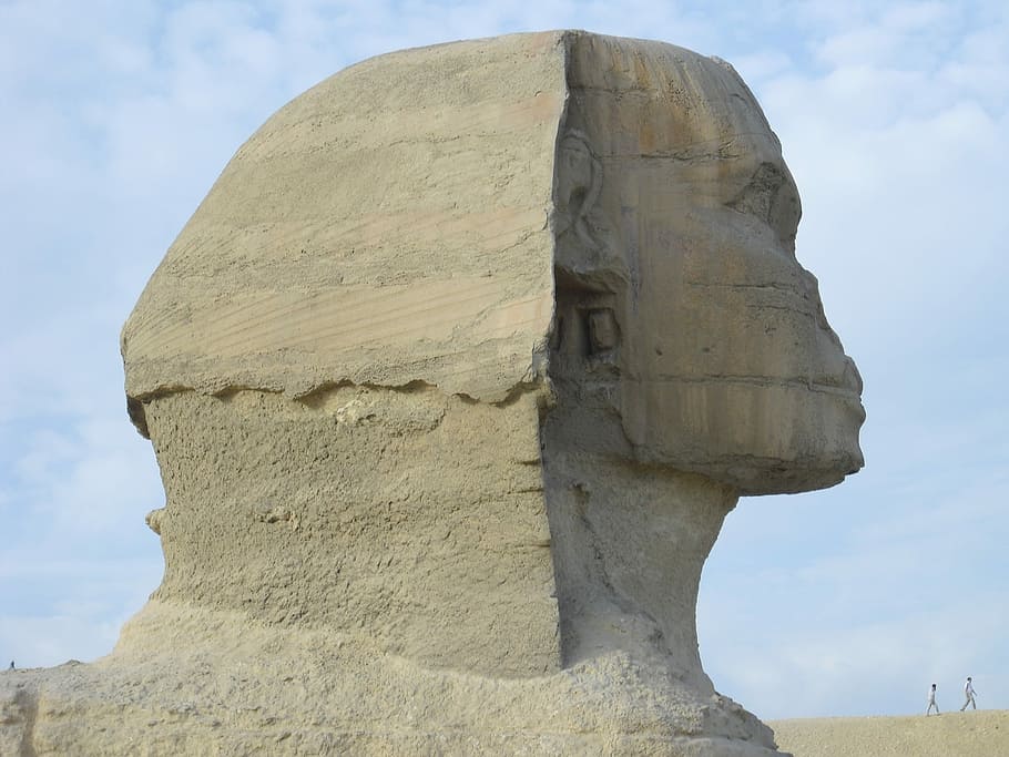Sphinx, Egypt, Cairo, Old, Giza, stone head, hyman head, limestone statue HD wallpaper