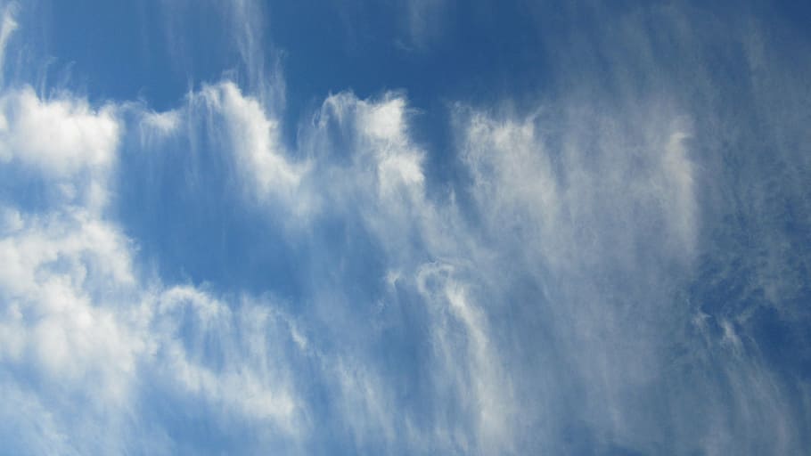 clouds, cirrus, filaments, sky, pattern, background, blue, nature HD wallpaper