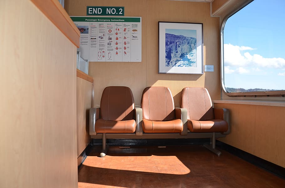 ferry, boat, seats, indoors, chair, domestic Room, modern, absence HD wallpaper