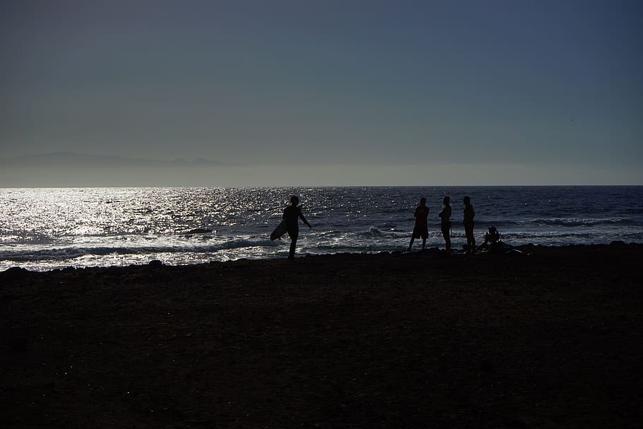 Beach, Surfer, Sea, Back Light, playa de las americas, tenerife HD wallpaper