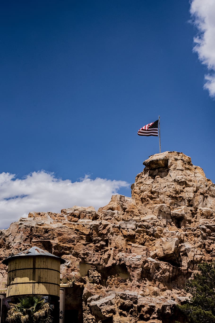 flag, usa, american, mountain, rocky peak, arizona, mine, stars