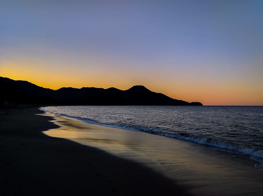 Sunset, Ocean, Sea, Tones, Gradient, soft, fade, night, beach HD wallpaper