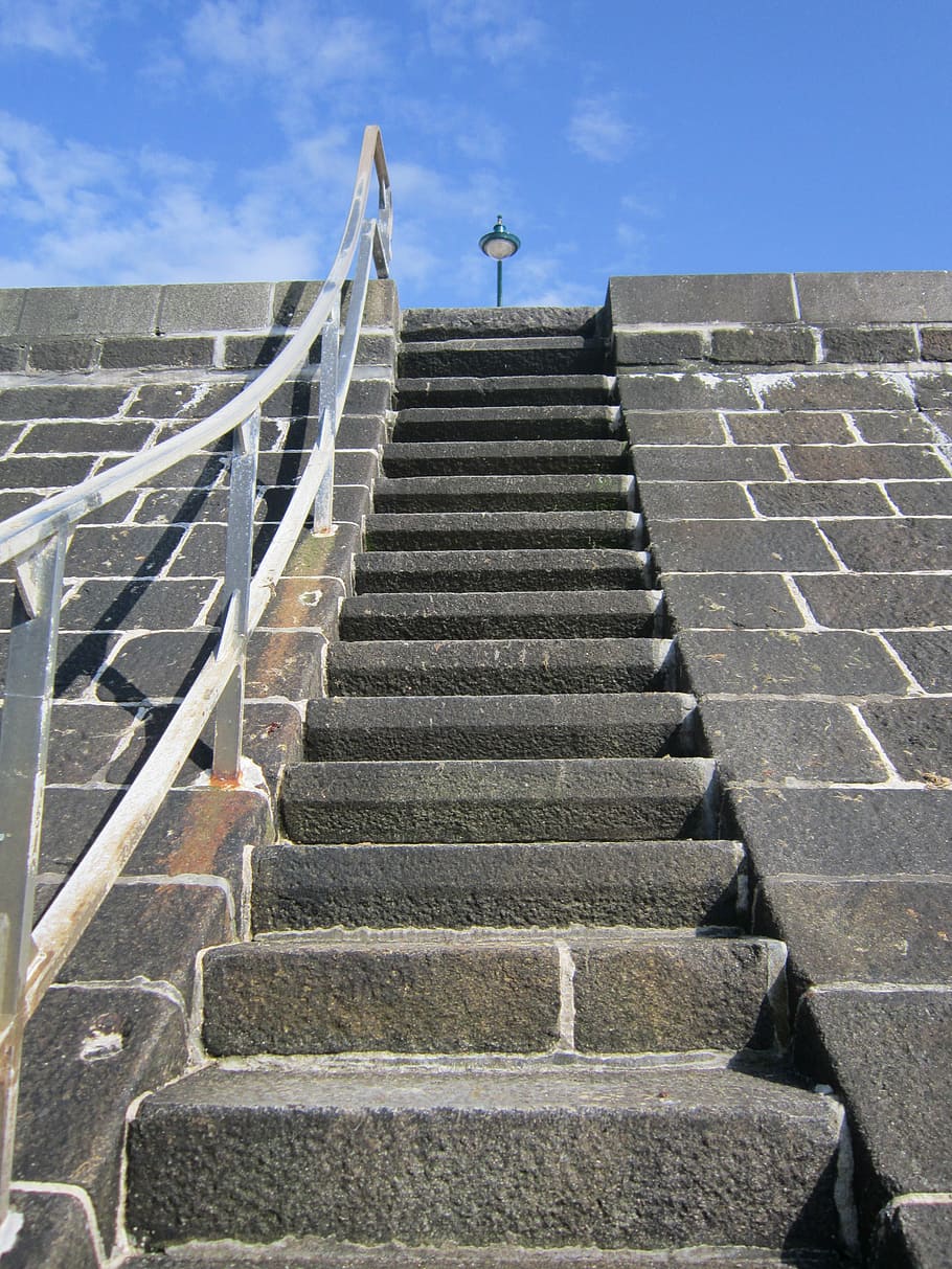 dam, stairs, saint malo, light, staircase, steps, architecture HD wallpaper