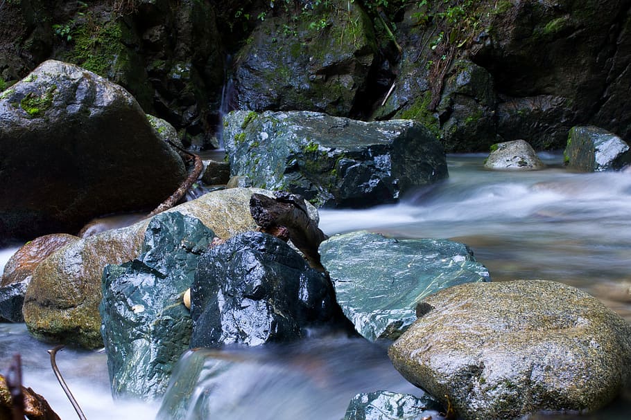 rock, river, jarabacoa, nature, stones, water, flow, peace HD wallpaper