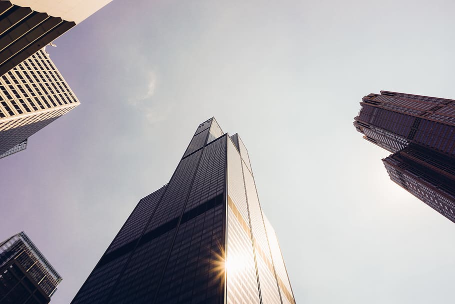 low-angle view of high rise building, photo of high raise buildings HD wallpaper
