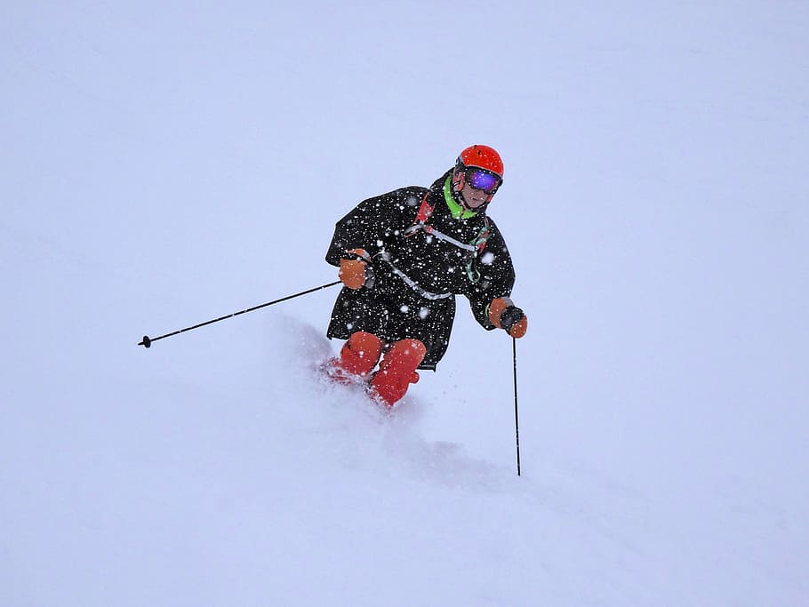 ski, virgin snow, white, cold, mountain, nature, sport, winter HD wallpaper