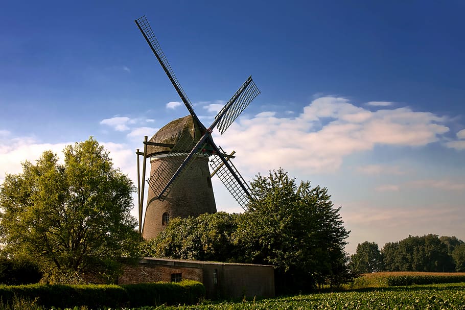windmill, nostalgia, müller, flour, cereals, grain, nature, HD wallpaper