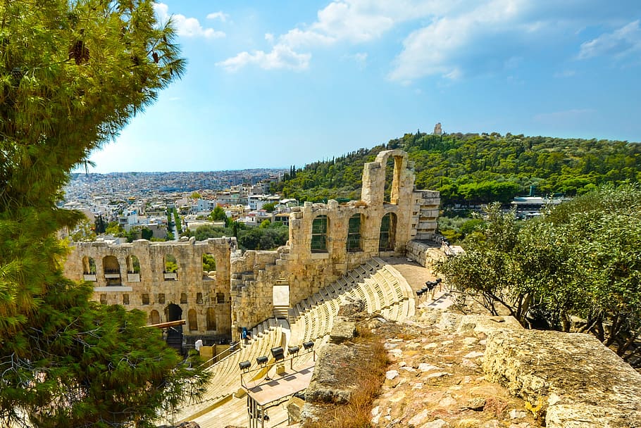 Athens, Acropolis, Ancient, Theatre, parthenon, greece, greek HD wallpaper