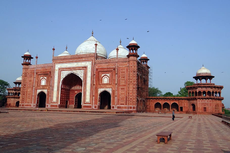 Taj Mahal Mosque, Red Sandstone, taj complex, agra, unesco site, HD wallpaper