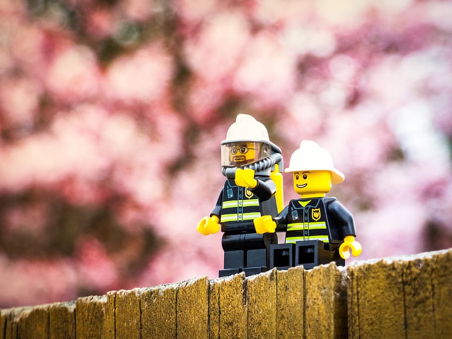 outdoors, flower, wood, park, landscape, fence, lego, toys, HD wallpaper