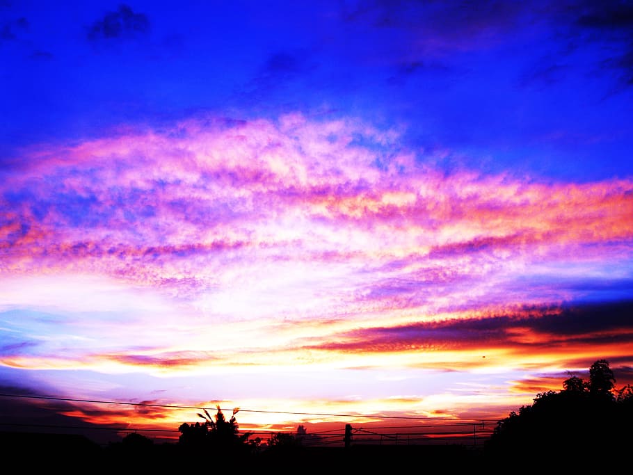 dawn, nature, sky, clouds, afterglow, backlit, cloudscape, cloudy HD wallpaper