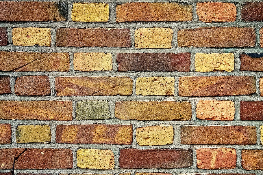 empty brown brick wall, masonry, seam, mortar, brickwork, colored bricks HD wallpaper