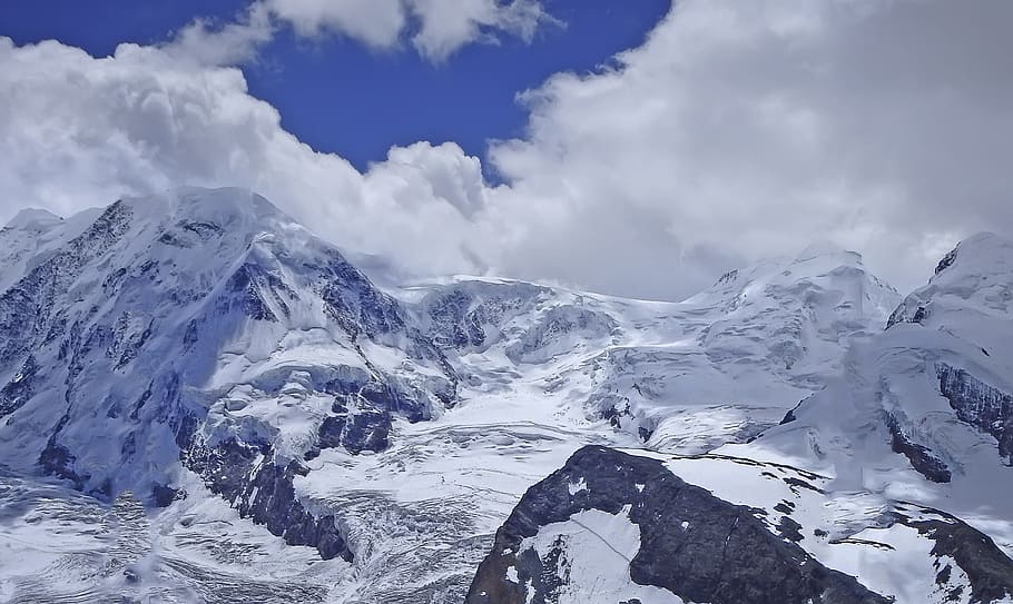 cold, glacier, snow, landscape, adventure, air, alps, altitude, HD wallpaper