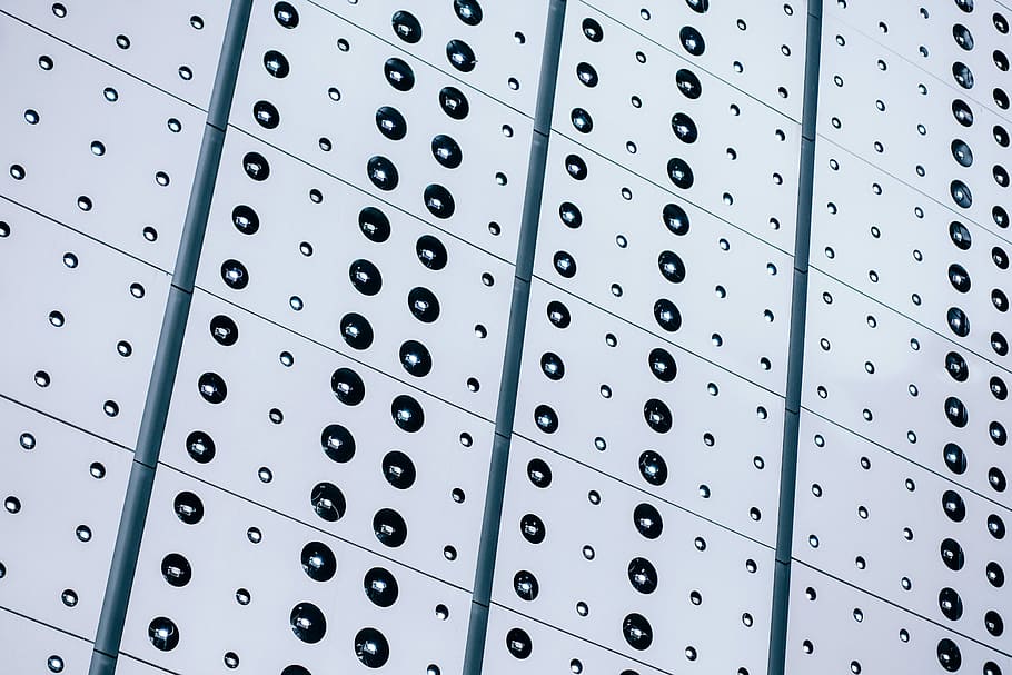 close-up photo of gray metal board, white, pattern, dots, spots HD wallpaper